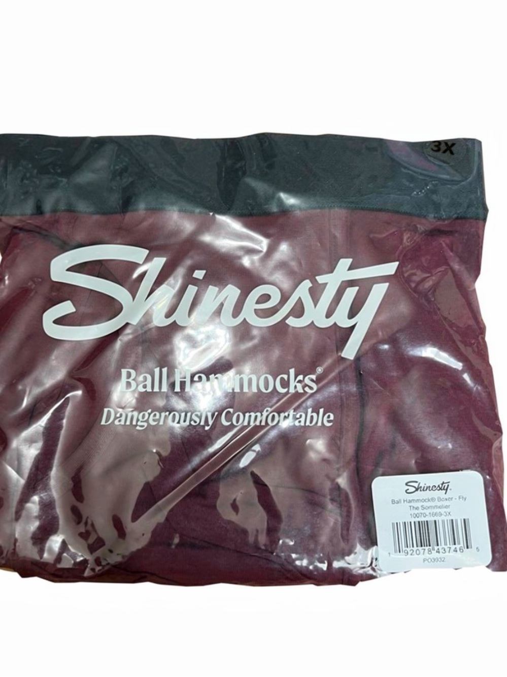 Shinesty Ball Hammock Boxer Briefs with Fly Mens 3XL The Sommelier Burgundy NWT